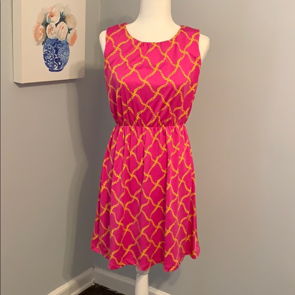 JB by Julie Brown Pink & Gold Chain Jersey Dress M